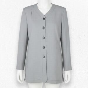 1980s Vintage Black Mini Houndstooth Longline USA Made Blazer Jacket Size Medium